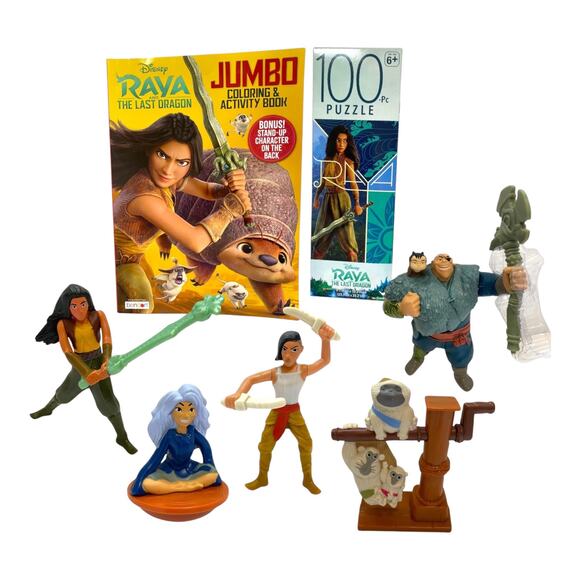 Raya and the Last Dragon Bundle – Figurines, Coloring Book, 100-Piece Puzzle Set - Picture 1 of 11